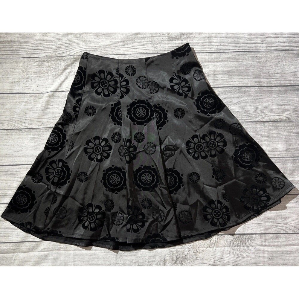 Lily Velvet Floral Skirt A-Line Black Petite Sz PS Whimsygoth Emo Y2K
